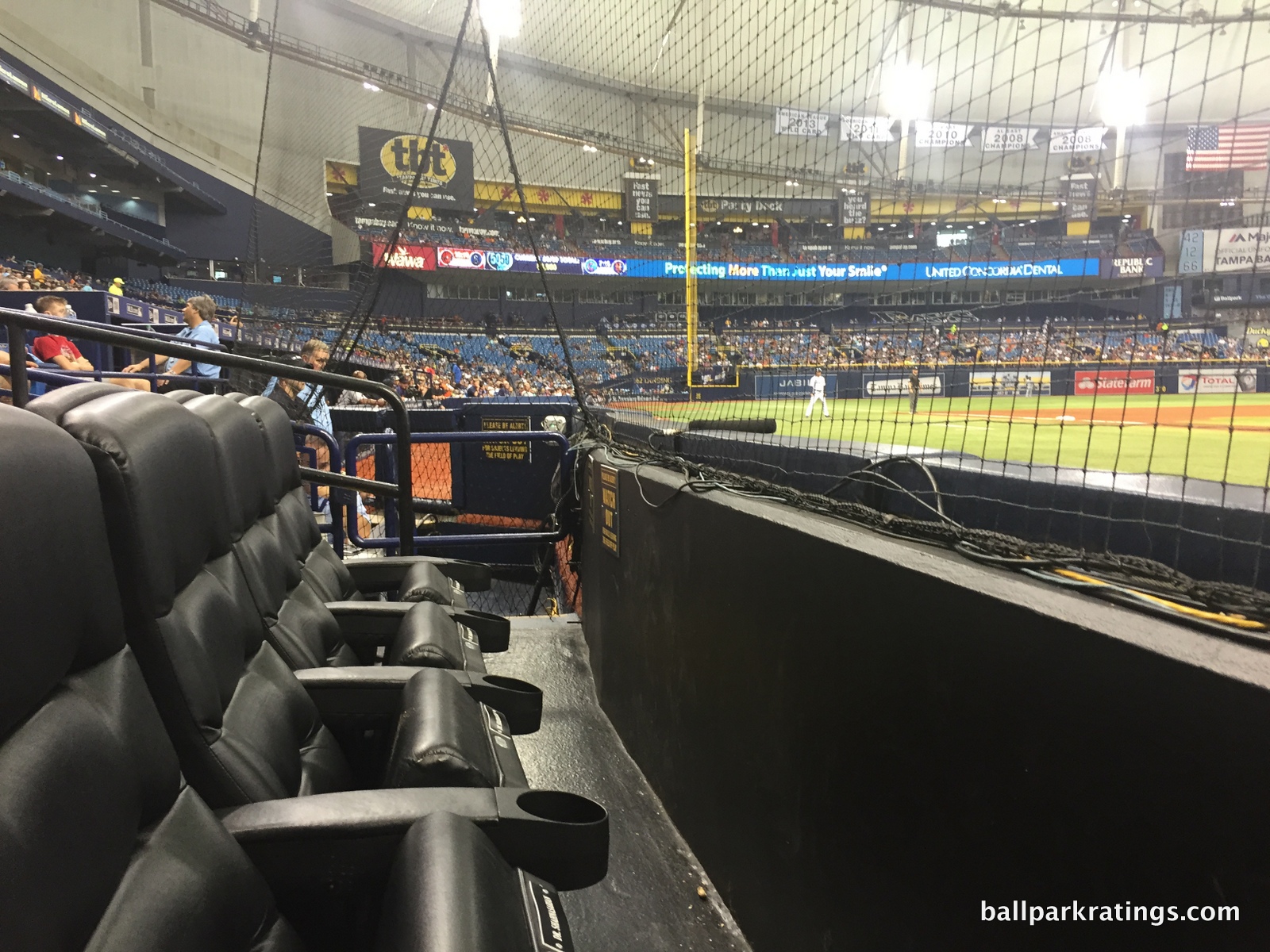 The view from the center field party deck at Tropicana Field in