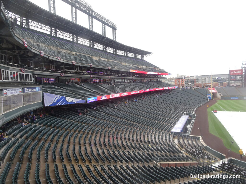 Coors Field features typically unacceptable upper level seating field proximity, nothing unusual for the era.