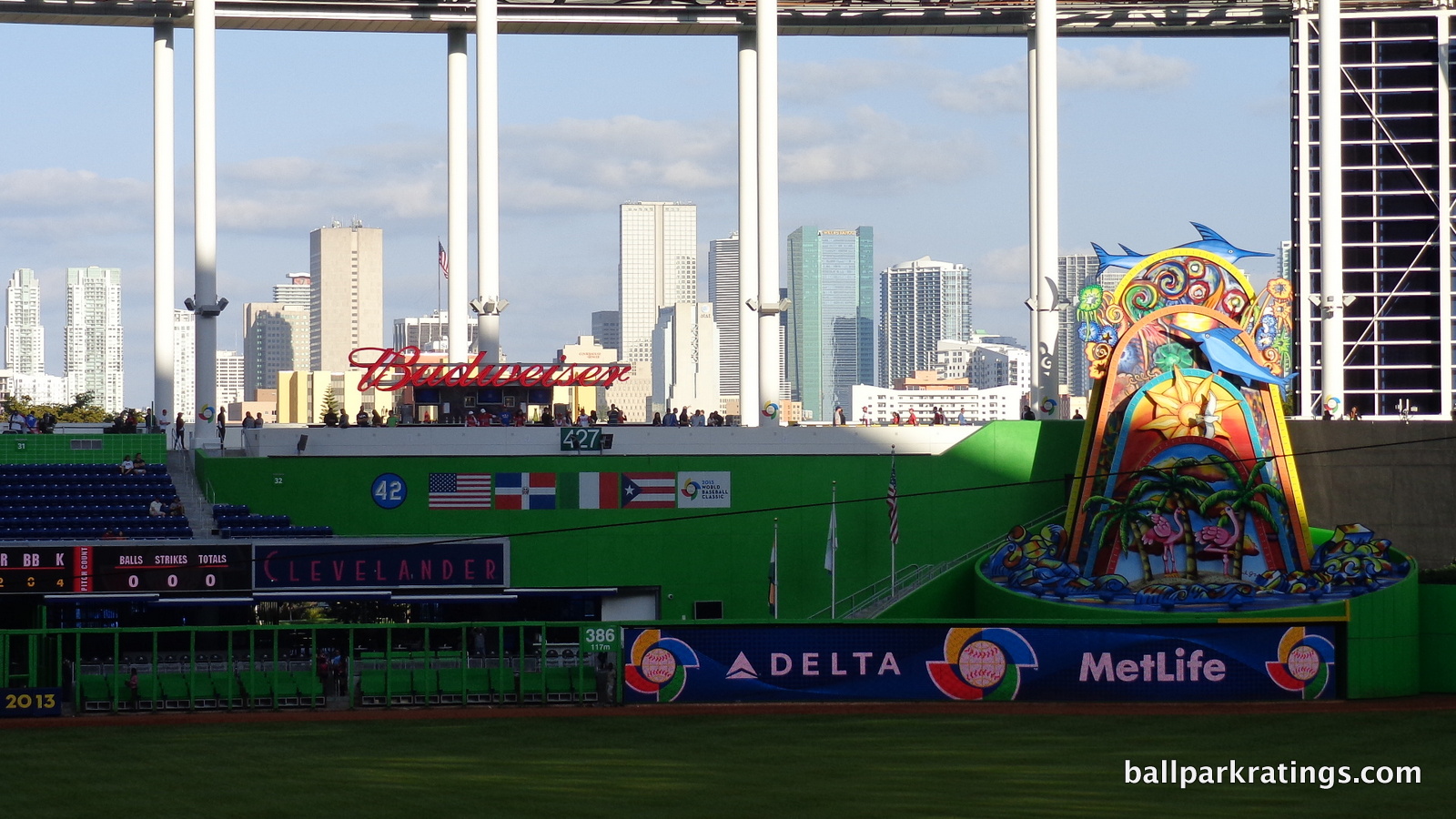 Marlins Park skyline view downtown Miami