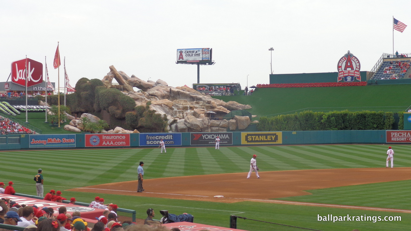 Angel Stadium rock pile geyser "outfield extravaganza"