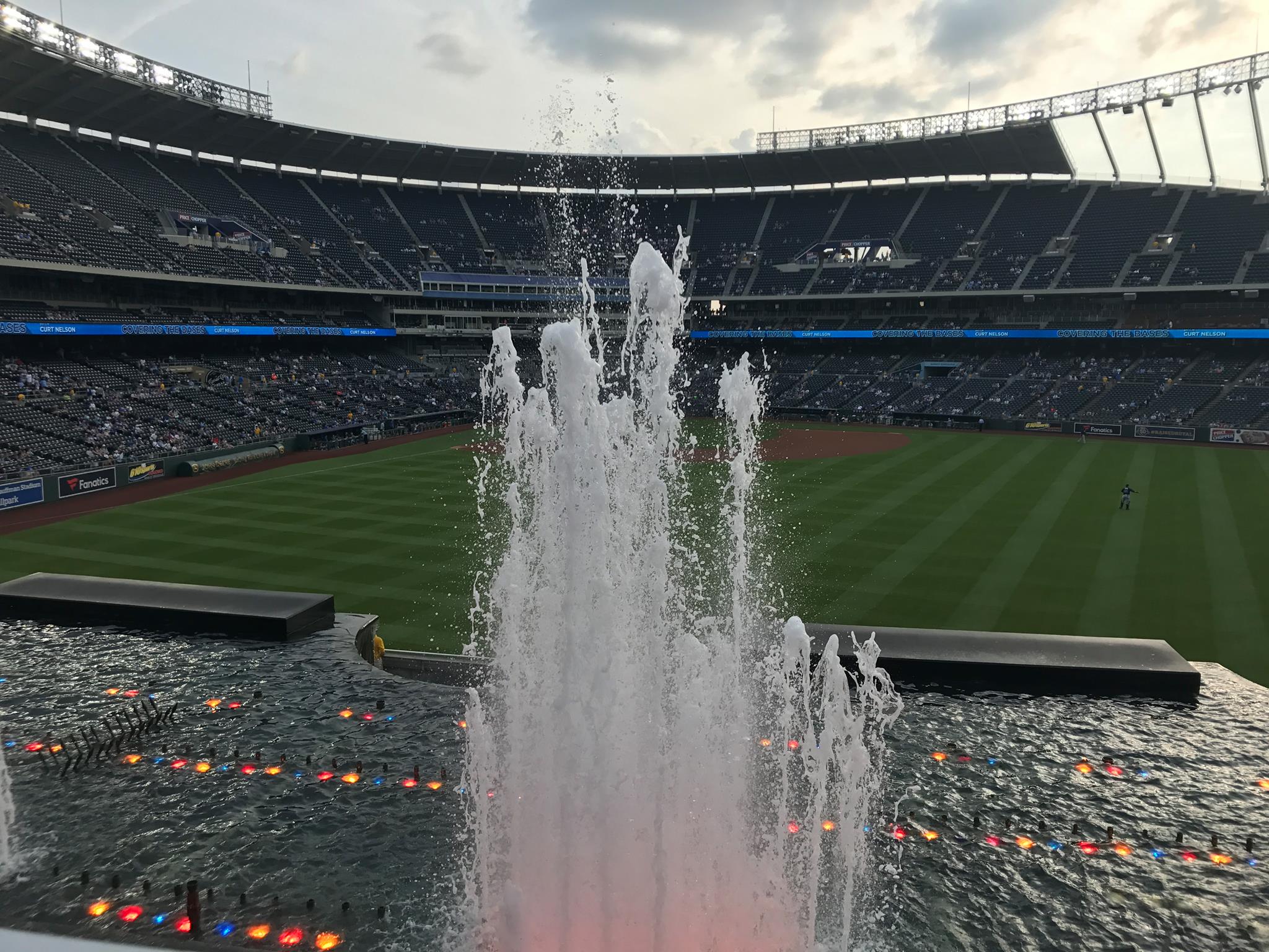 the water fountains at the pepsi porch; right field section of kauffman  stadium: kansas city, missouri