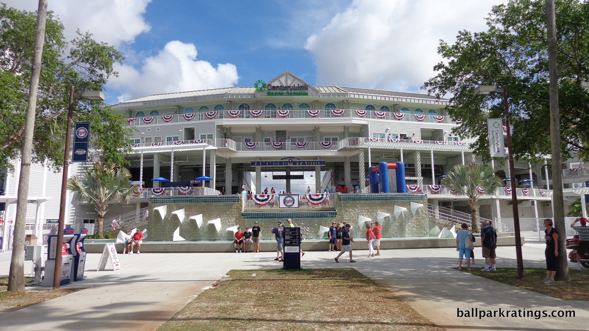 Hammond Stadium exterior fountain