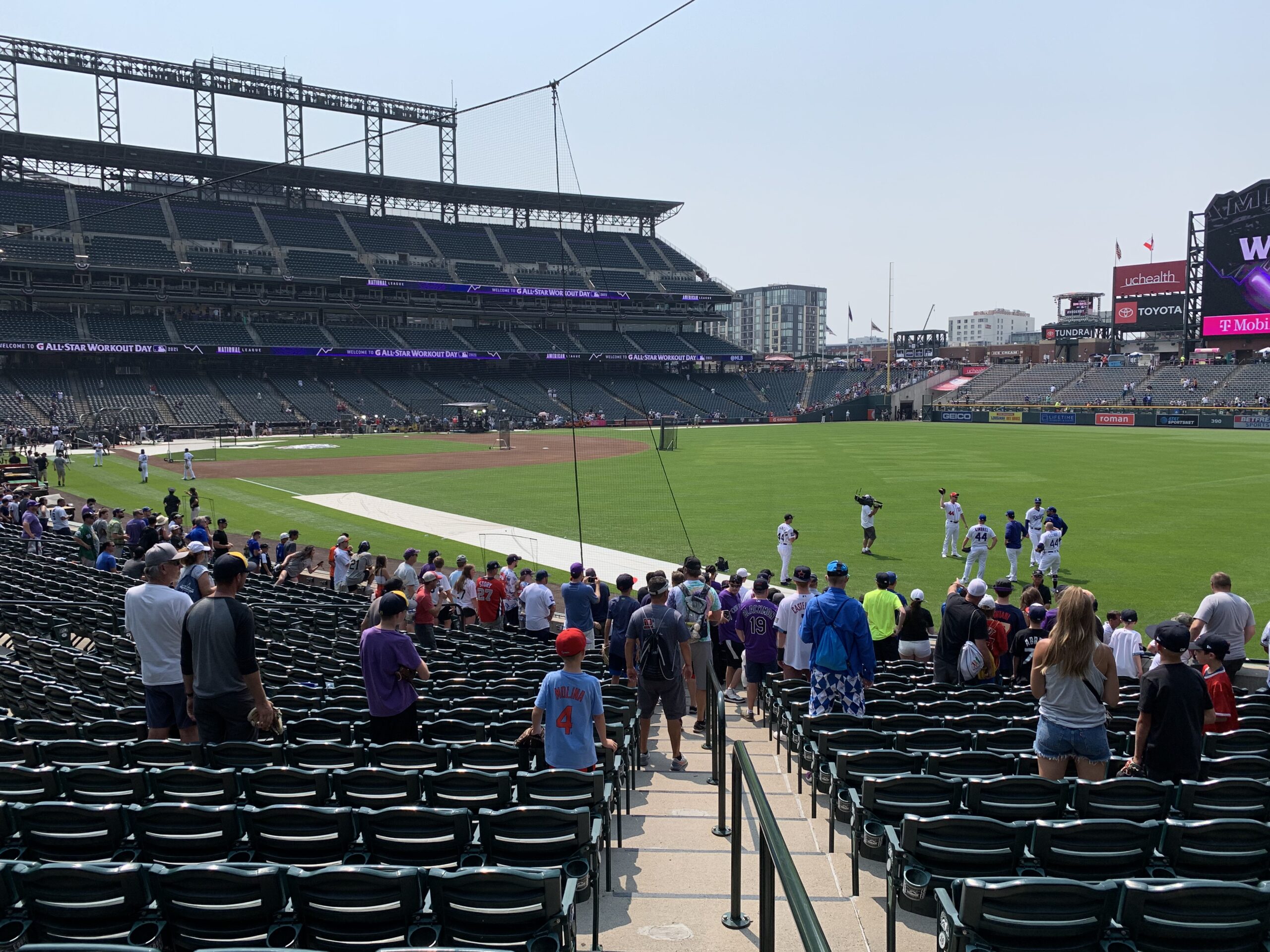 Fans looking for autographs during the 2021 All-Star Game Workout before the Home Run Derby.