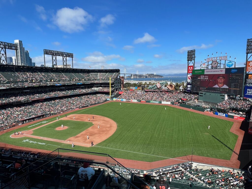 Oracle Park bay views upper deck.  