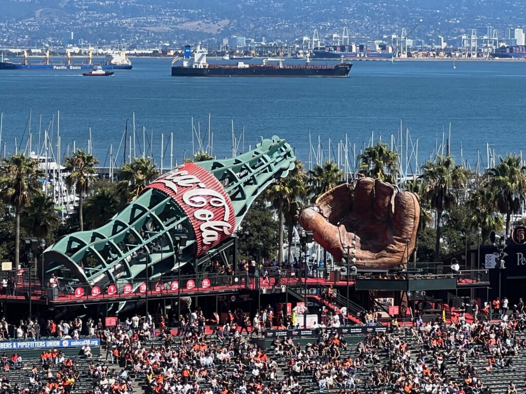 Oracle Park Coca-Cola Bottle and Giant Glove.