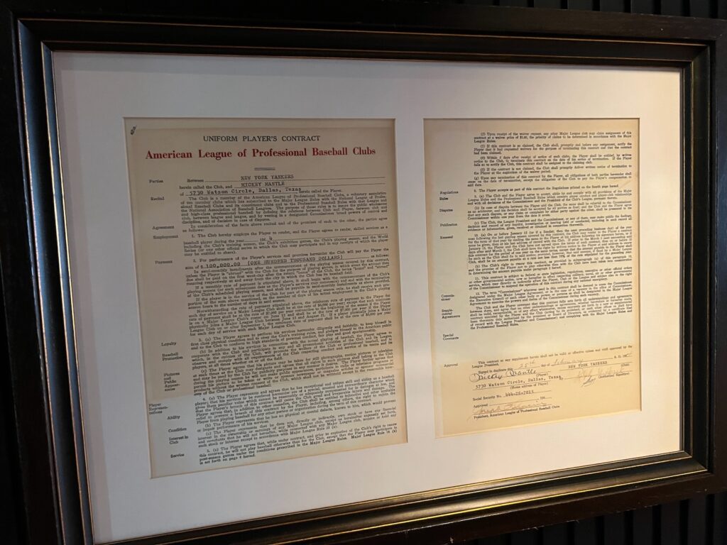 Yankee Stadium Legends Suite Mickey Mantle contract