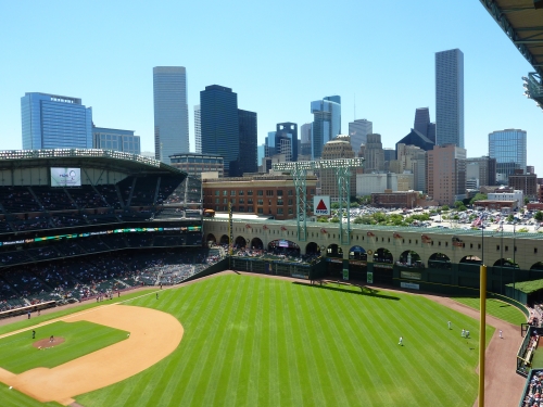 Vintage Houston Baseball Space City Skyline Retro Cityscape Poster